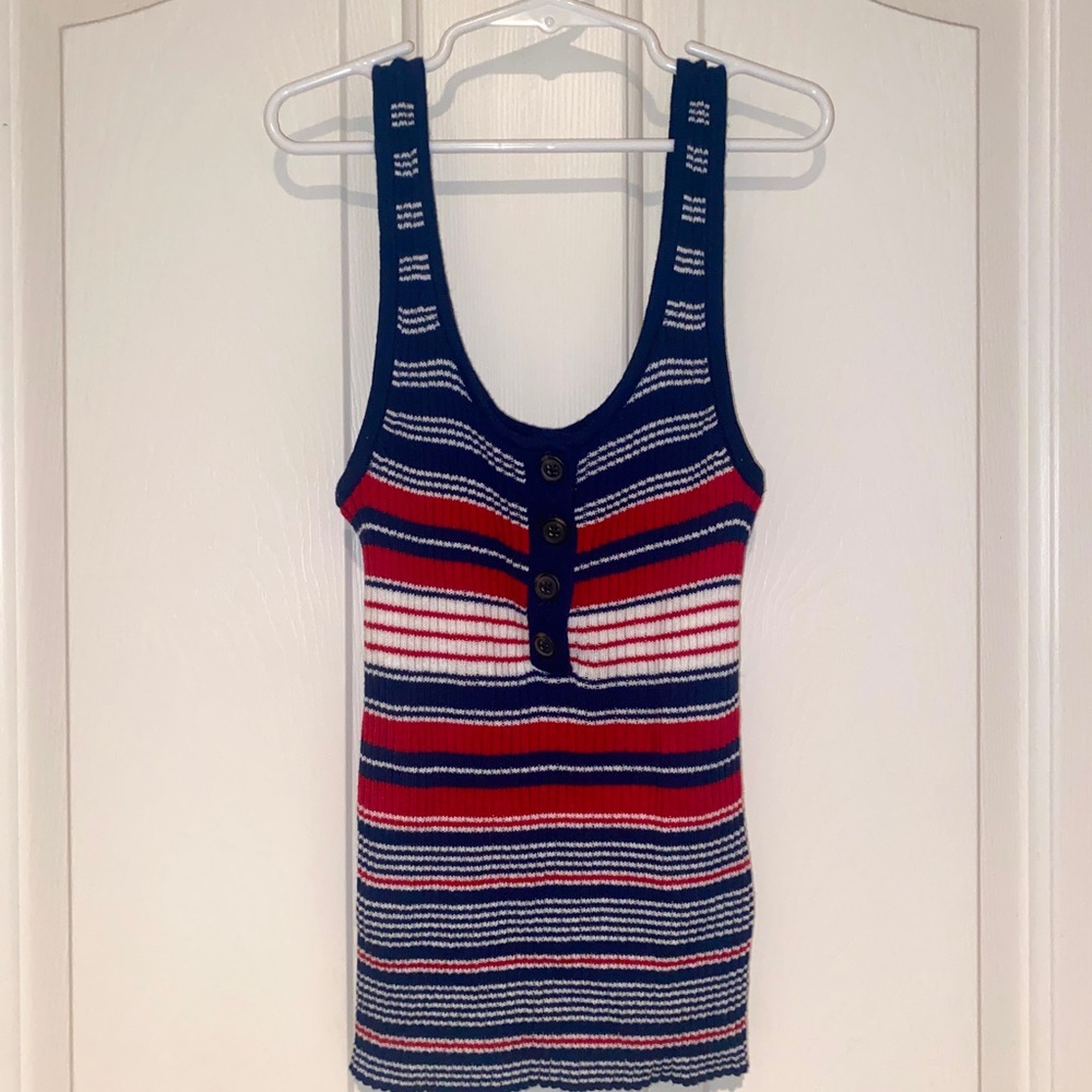 Red, white and blue striped tank top